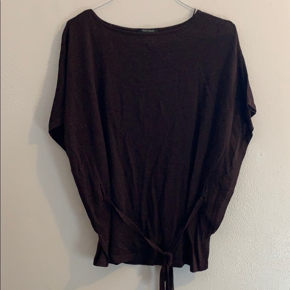 WHBM Cocoa Dolman short sleeve with waist tie